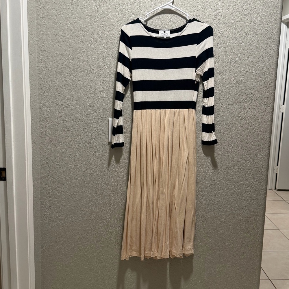 Dainty Jewells Striped Black and Cream Dress